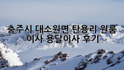 충주시 대소원면 탄용리 원룸 이사, 용달이사 후기